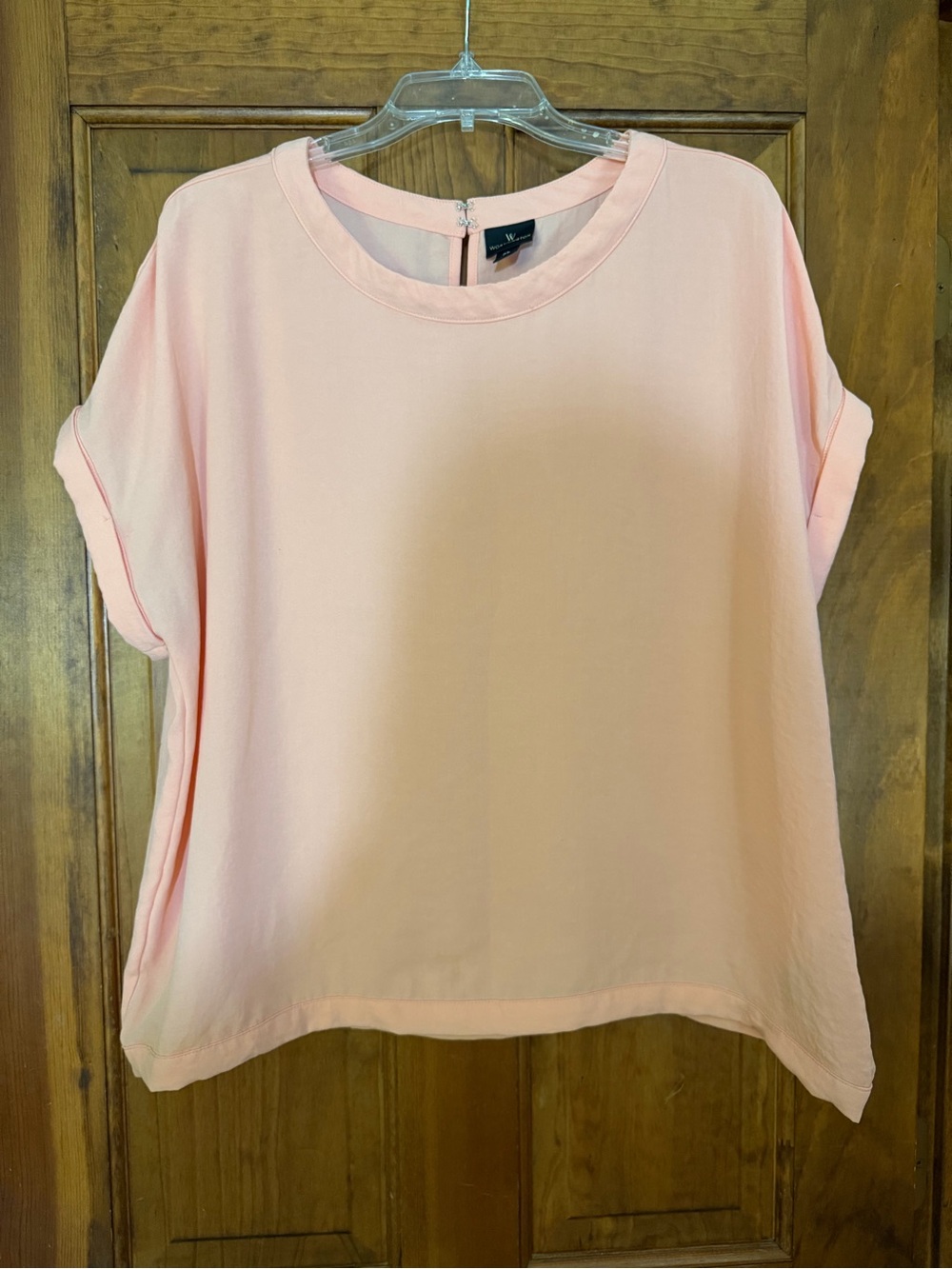 Worthington Women XL Peach Blouse Short Sleeve Relaxed Fit Polyester Top